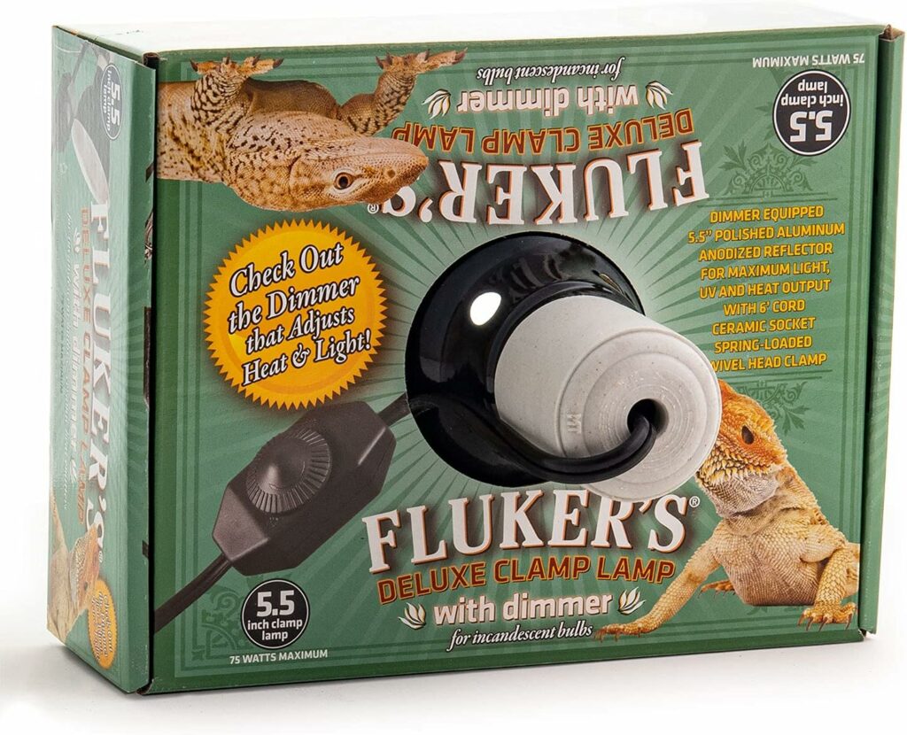 Flukers Repta-Clamp Lamp with Dimmable Switch for Reptiles, 5.5,Black