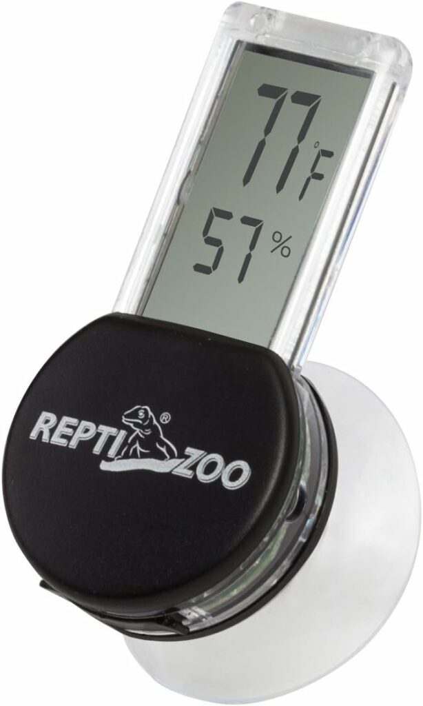 REPTI ZOO Reptile Terrarium Thermometer Hygrometer Digital LCD Display Pet Rearing Box Reptiles Tank Thermometer Hygrometer with Suction Cup